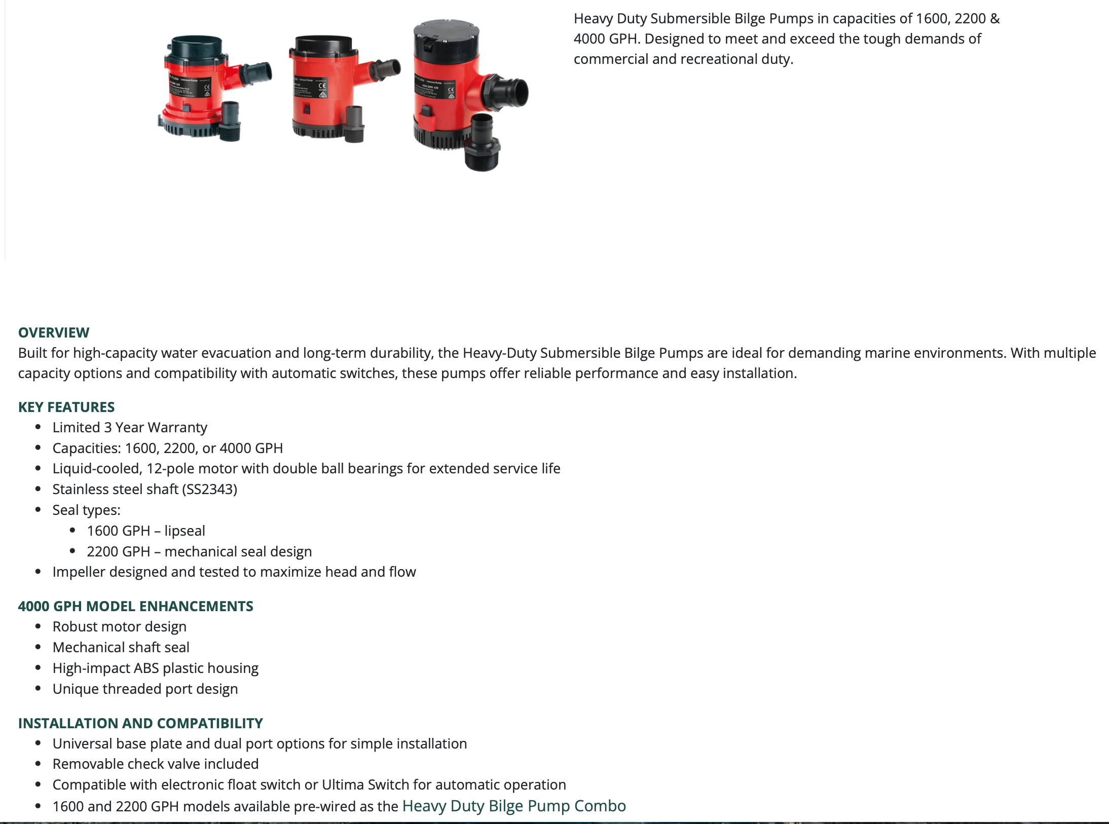 Johnson HD-Bilgenpumpe L4000/24V