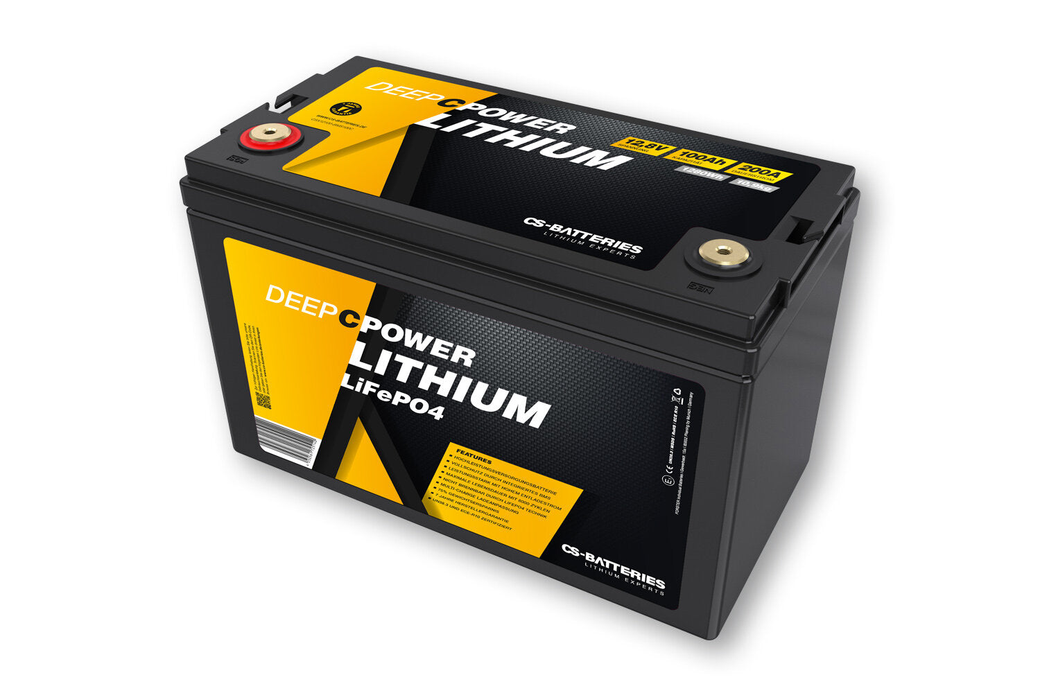CS 100Ah | 12,8V | 1280Wh | Lithium LiFePO4 Caravan Batterie | integriertes BMS