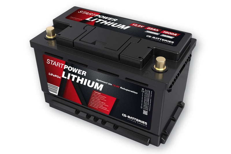 CS Lithium LiFePo4 Auto Starter Batterie 12,8V | 80Ah | 1800A(EN) | Multi-Connect BMS inside | 352 x 175 x 190mm | ~12,3kg | Pb-eq 180Ah
