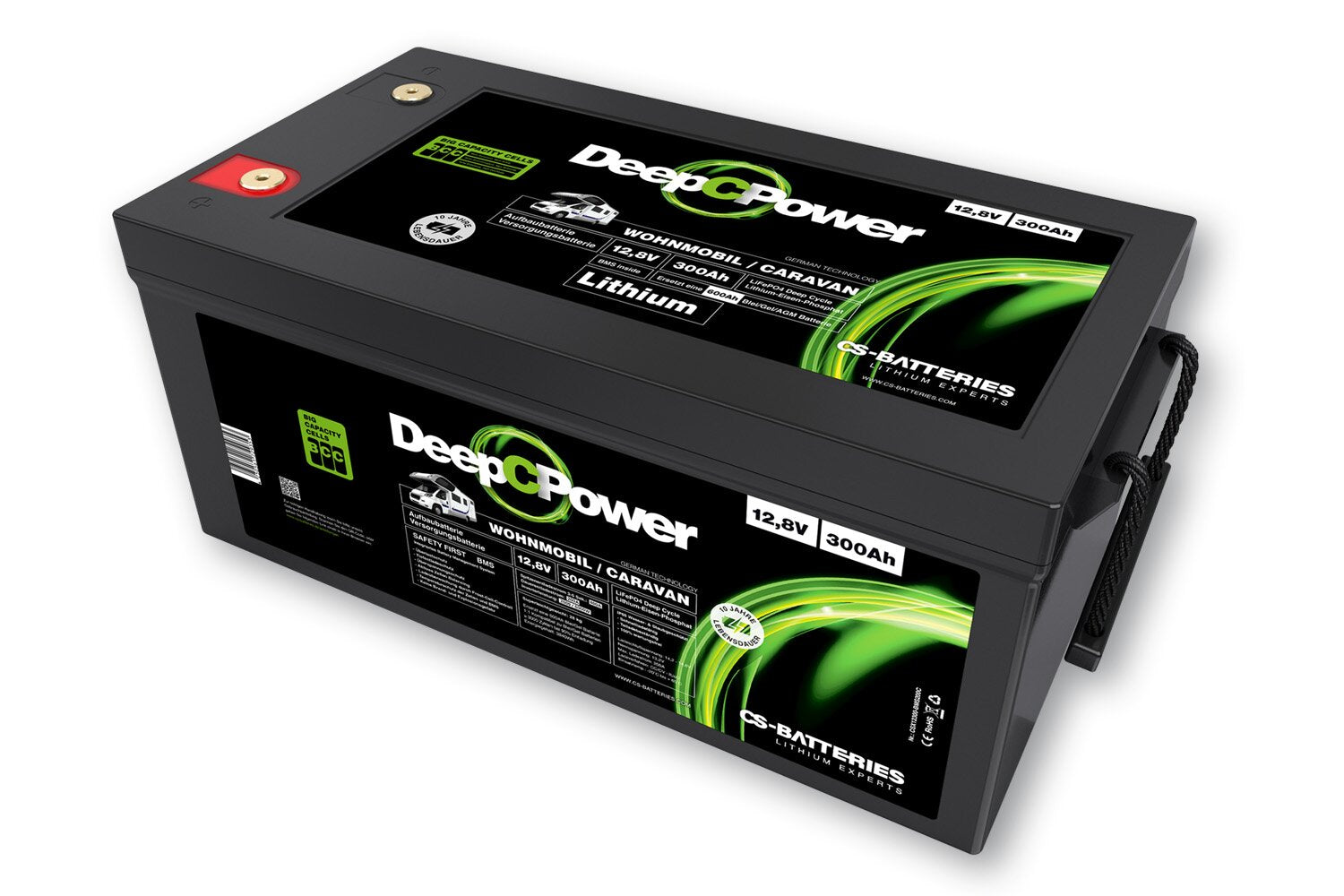 CS 300AH 12.8V lithium lifepo4-caravan battery with 500a Bluetooth-Mess-Shunt
