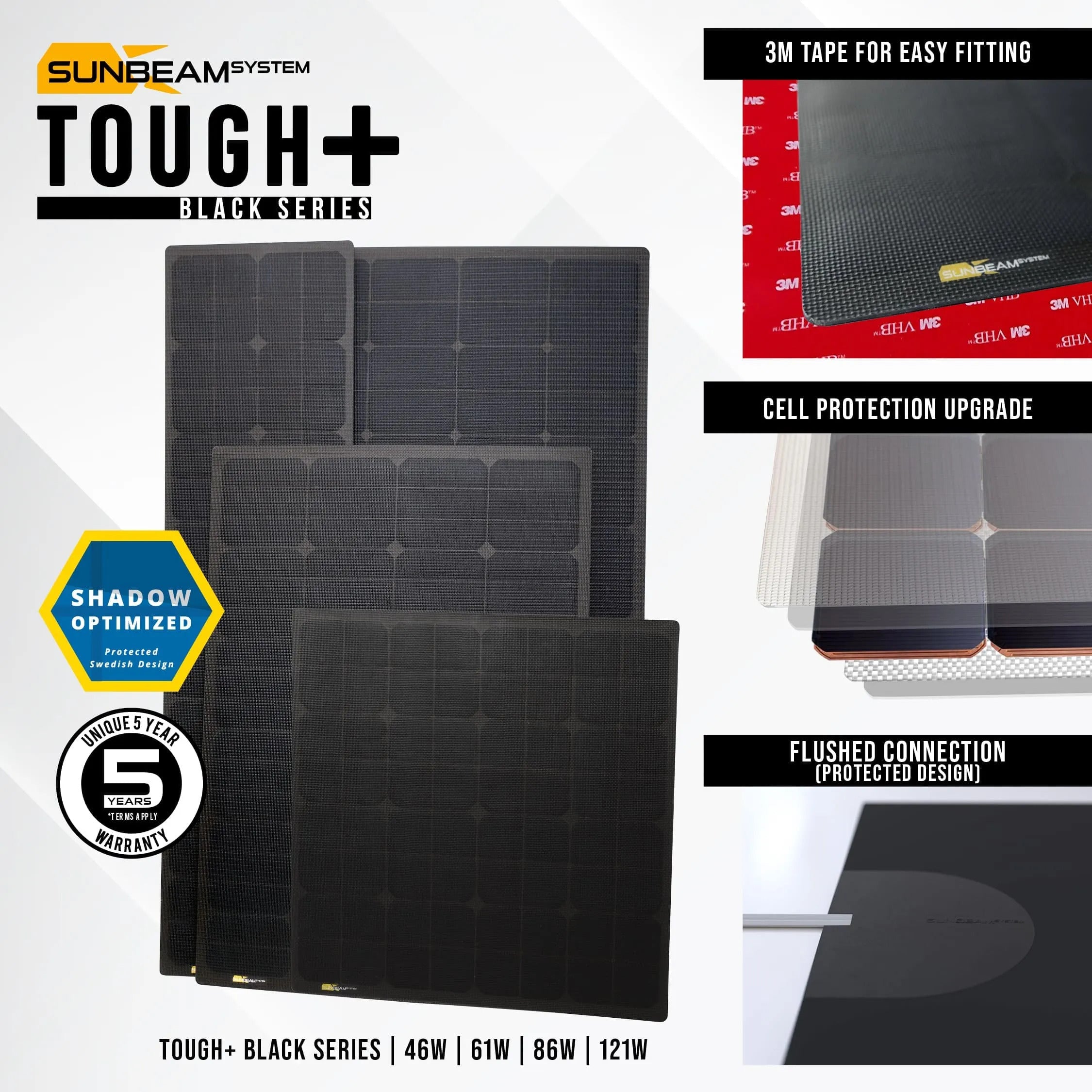 Sunbeam system Tough+ Black 61W Flush