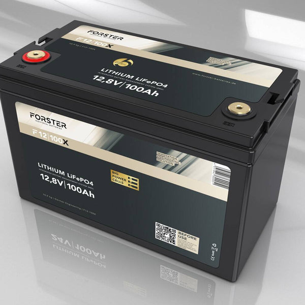 FORSTER 100Ah 12,8V LiFePO4 Premium Lithium Batterie, 200A-BMS-2.0