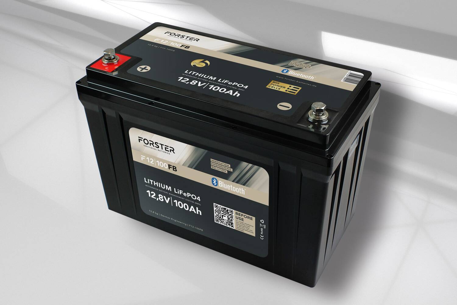 FORSTER 100Ah 12.8V Lithium Fishing Battery | BMS | Smart Bluetooth | IP67