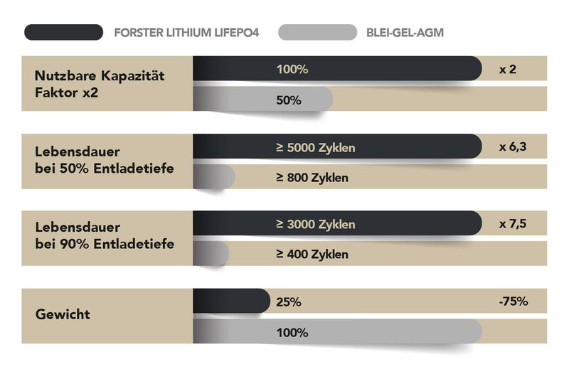 FORSTER 300Ah 12,8V Lithium LiFePO4 Premium Batterie | 400A-BMS-2.0 | 3840Wh | IP67
