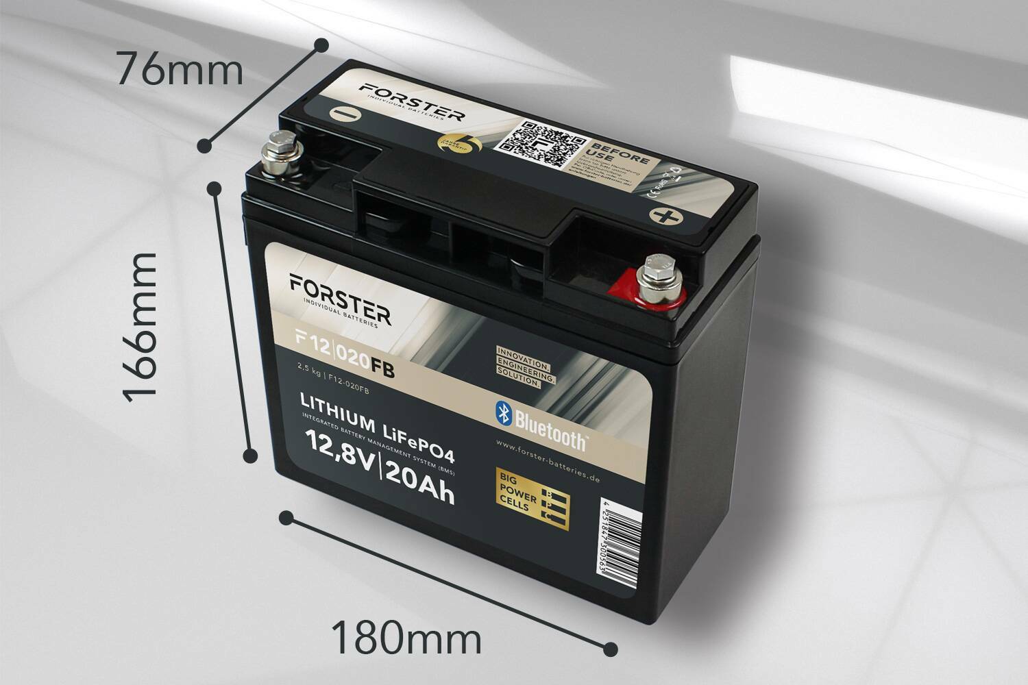 FORSTER 20Ah 12.8V Lithium Fishing Battery | BMS | Smart Bluetooth | IP67