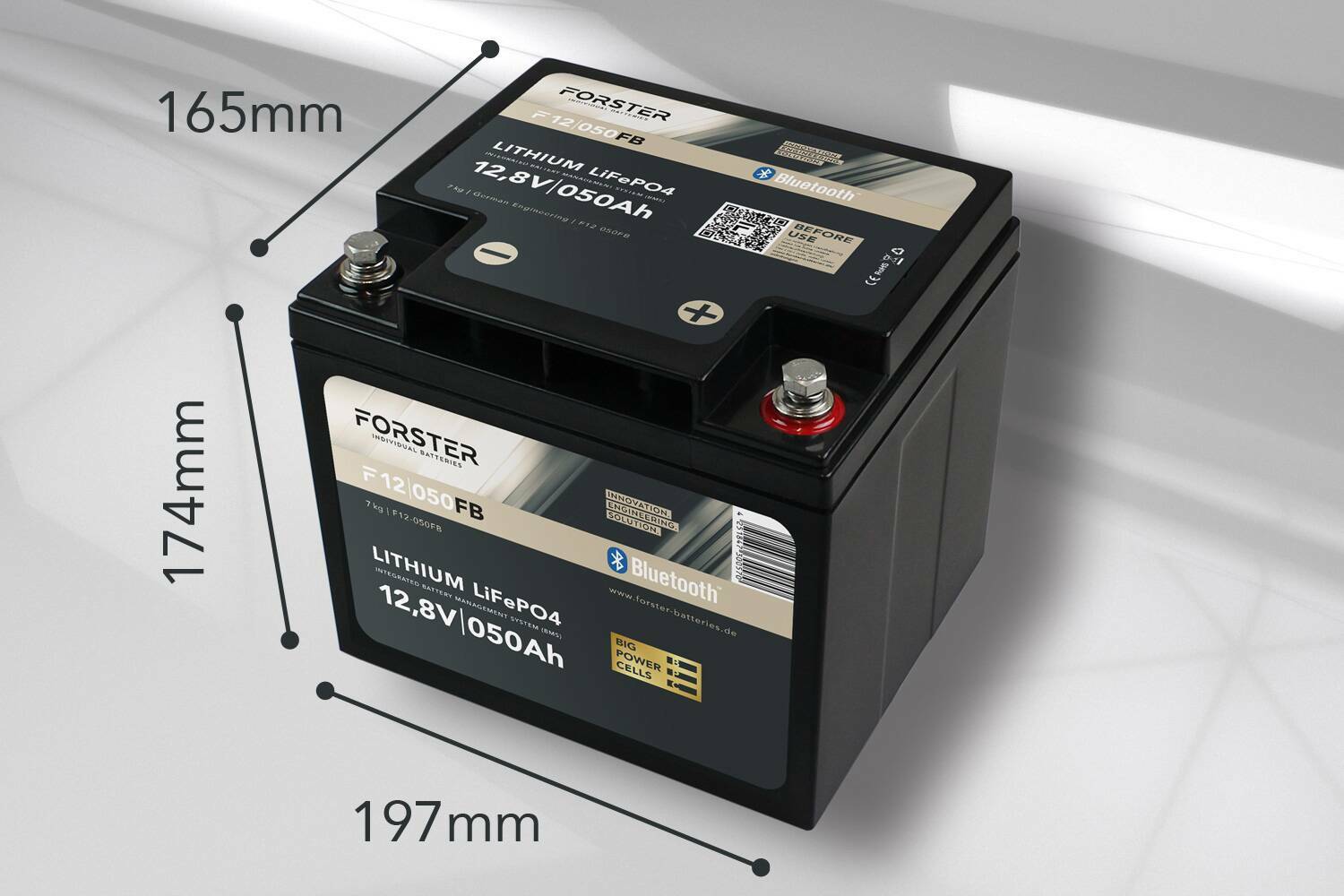 FORSTER 50Ah 12.8V Lithium Fishing Battery | BMS | Smart Bluetooth | IP67
