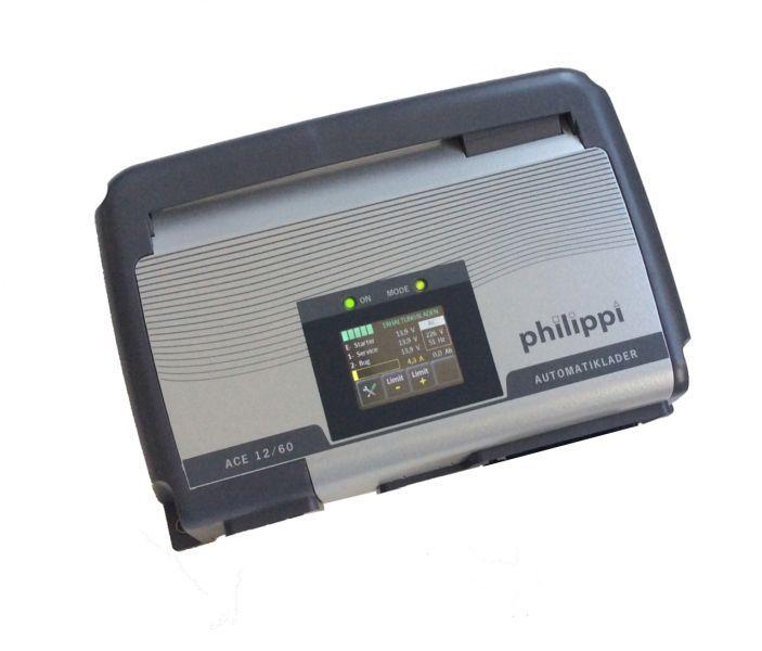 Philippi ACE 12/64 Landstrom Ladegerät ohne Lüfter 12V 60A 4 Ausgänge