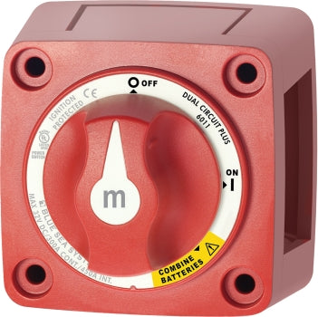 Blue Sea BS 6011 mini dual circuit battery switch red with rotary knob