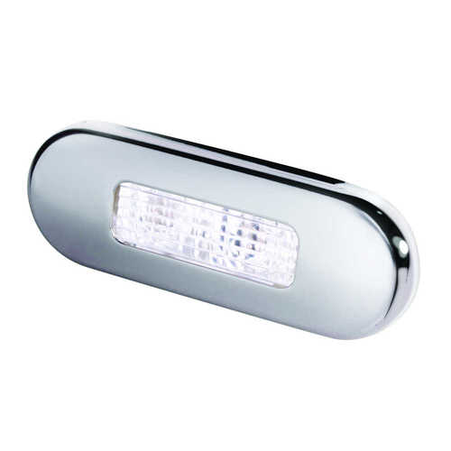 Hella LED step light polished white, rustproof
