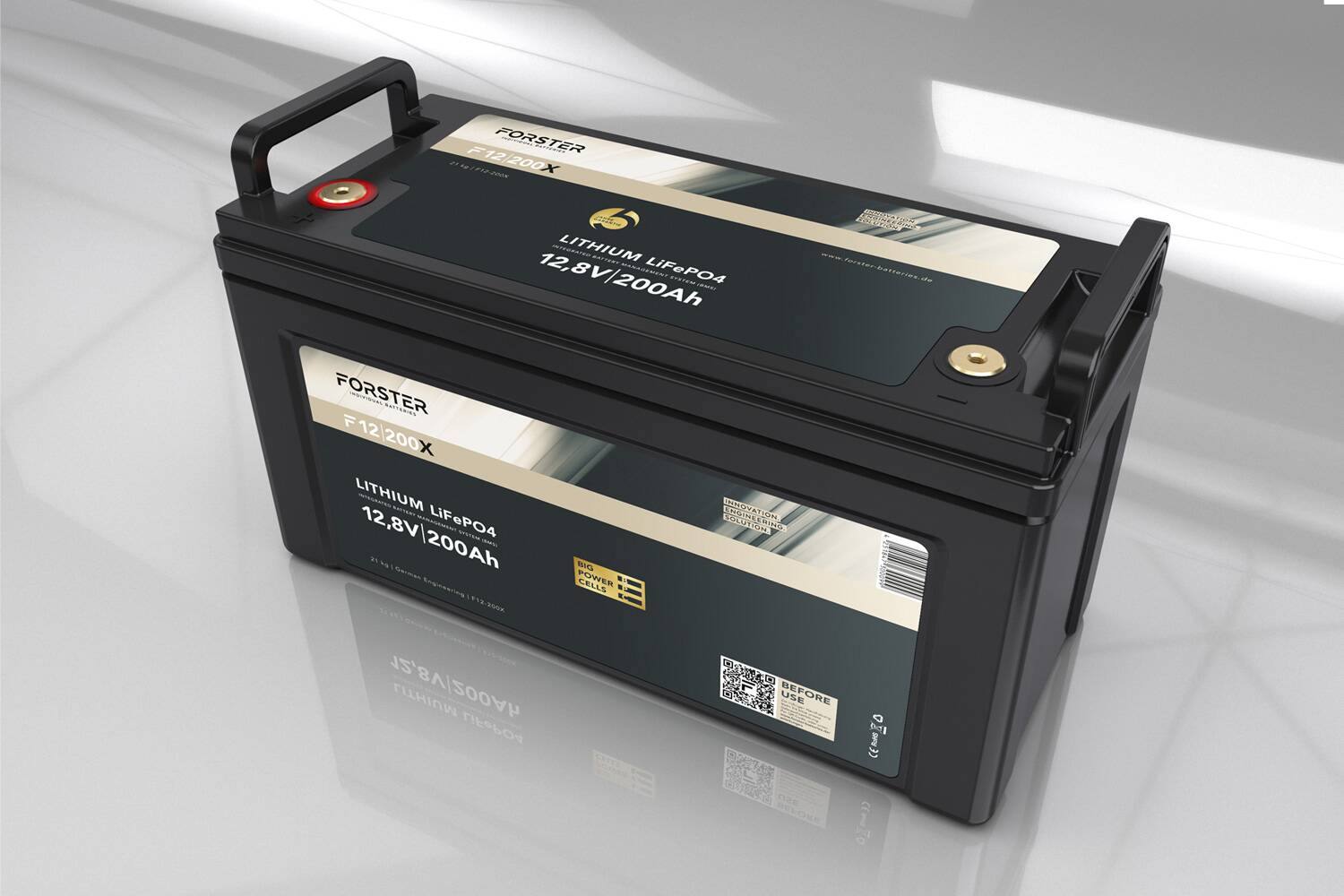 FORSTER 200Ah 12.8V LiFePO4 Premium Lithium Battery | 200A-BMS-2.0 | IP67