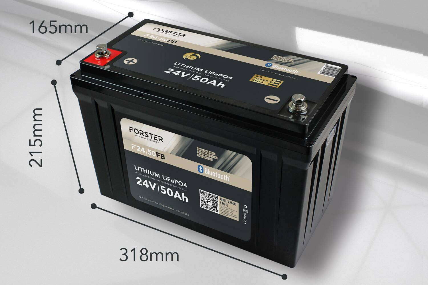 FORSTER 50Ah 25.6V Lithium Fishing Battery | BMS | Smart Bluetooth | IP67