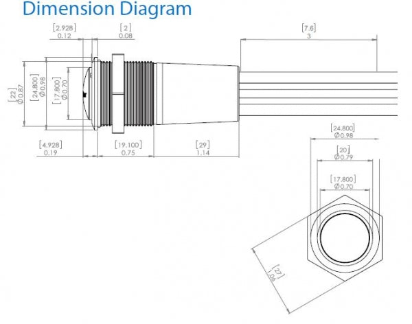 Blue Sea BS 4181 illuminated LED button - 15A / IP67