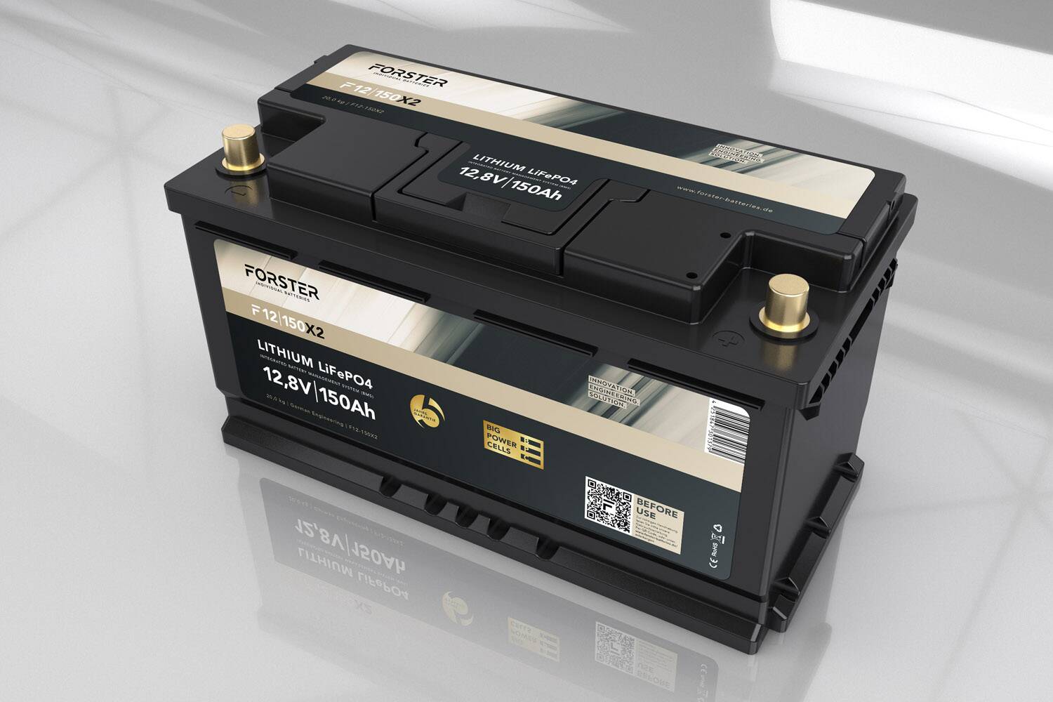 Forster 12.8V Lithium 150AH LIFEPO4 Premium Battery | 200A BMS 2.0 | Ducato Ford PSA | 1920wh | IP67