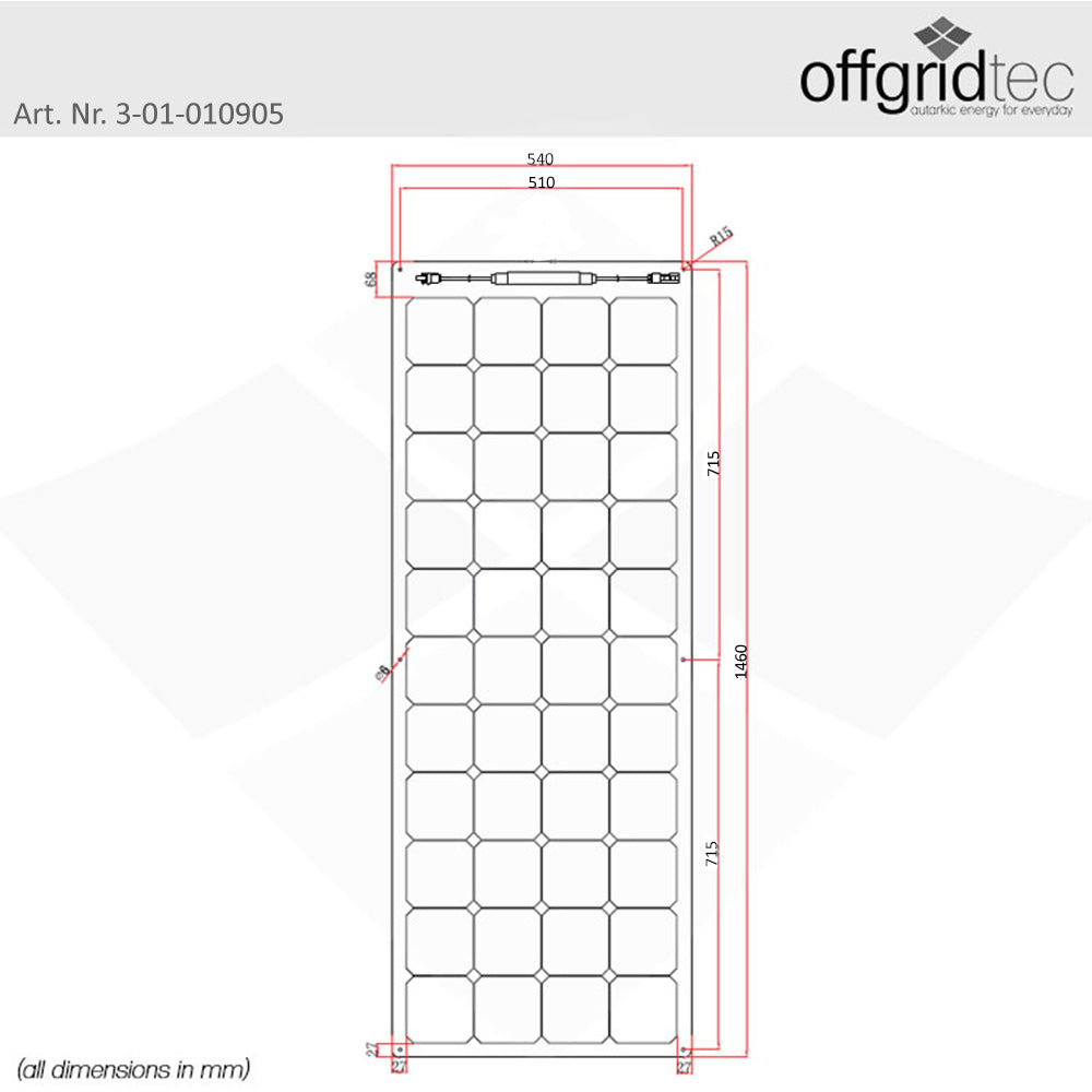 Offgridtec ETFE SPR-F 165W 27V marine solar cell flexible