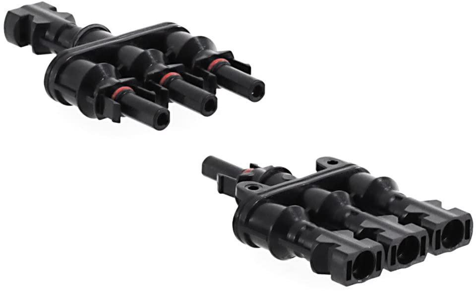 3-way solar connector junction box compatible with solar connector plug-in systems 