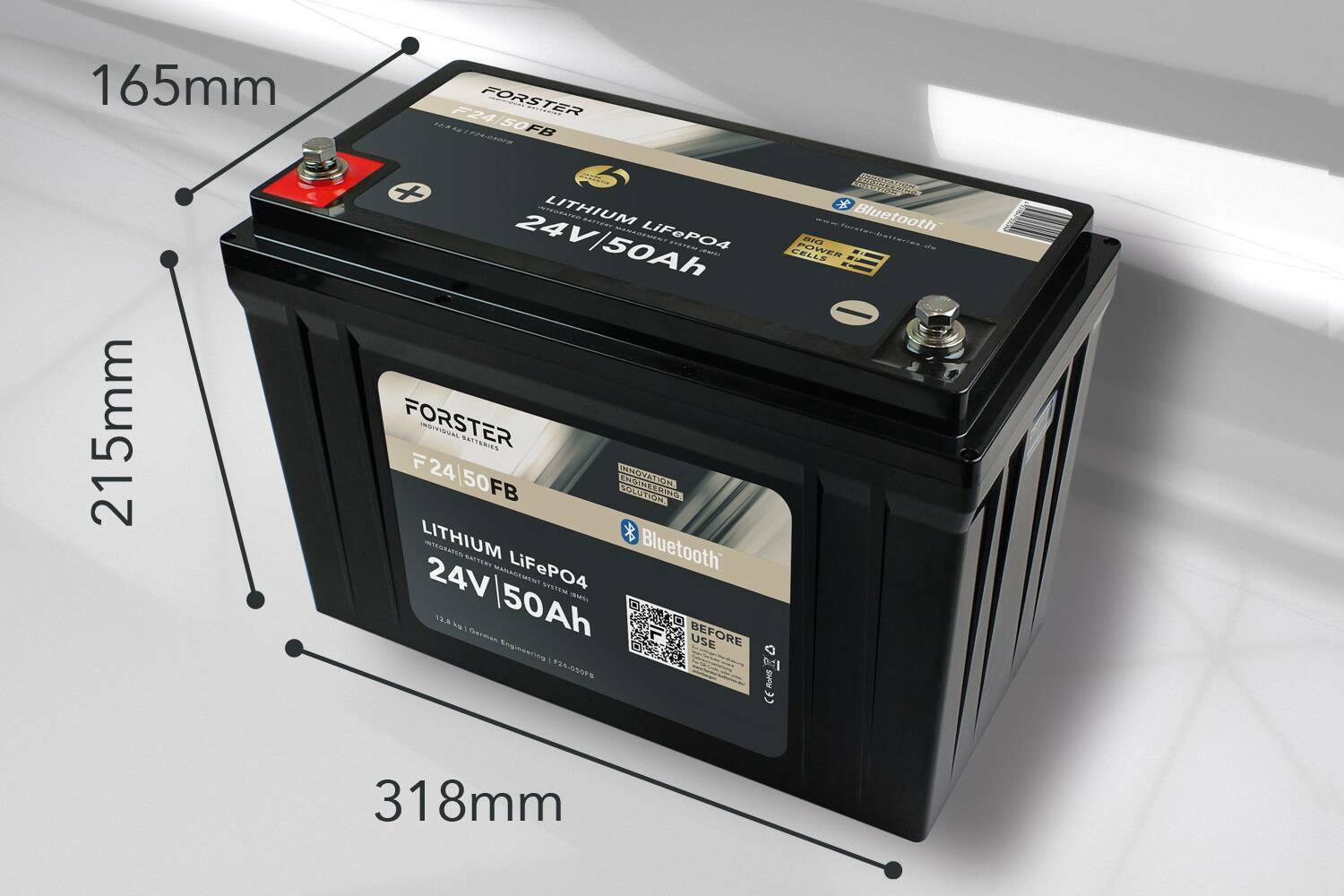 FORSTER 50Ah 25.6V LiFePO4 lithium battery | 50A-BMS | SmartBluetooth
