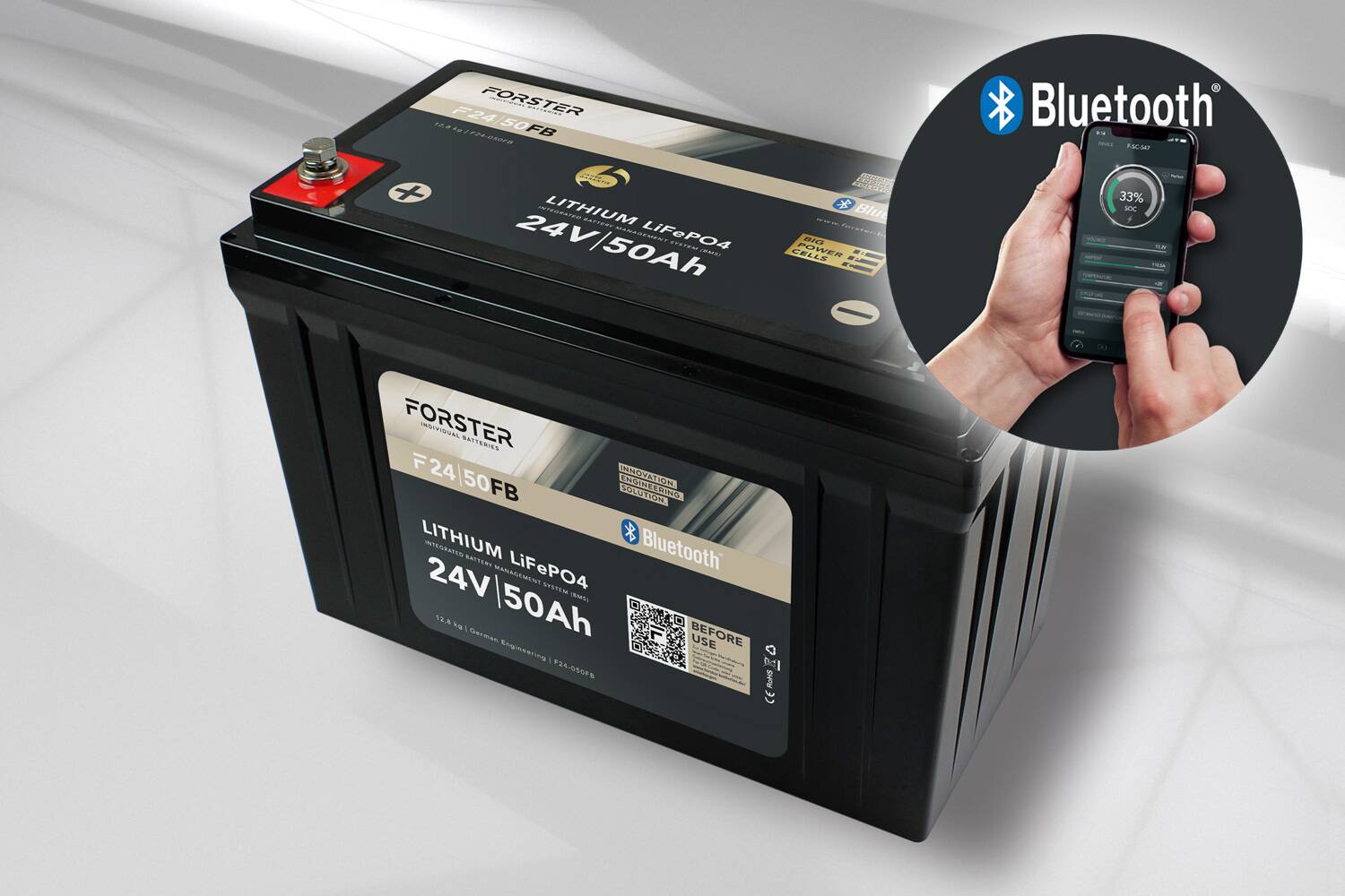 FORSTER 50Ah 25.6V LiFePO4 lithium battery | 50A-BMS | SmartBluetooth