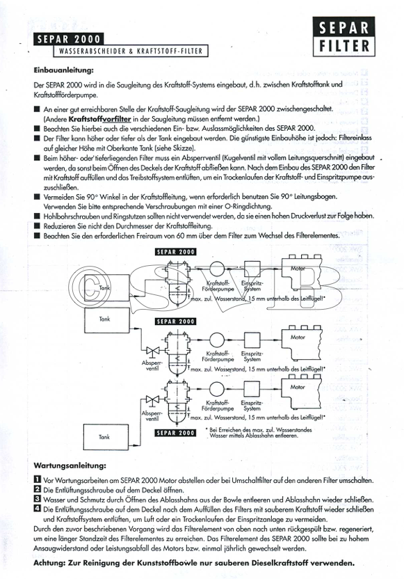 Separ - SWK 2000/5U double filter pre -filter can be switched
