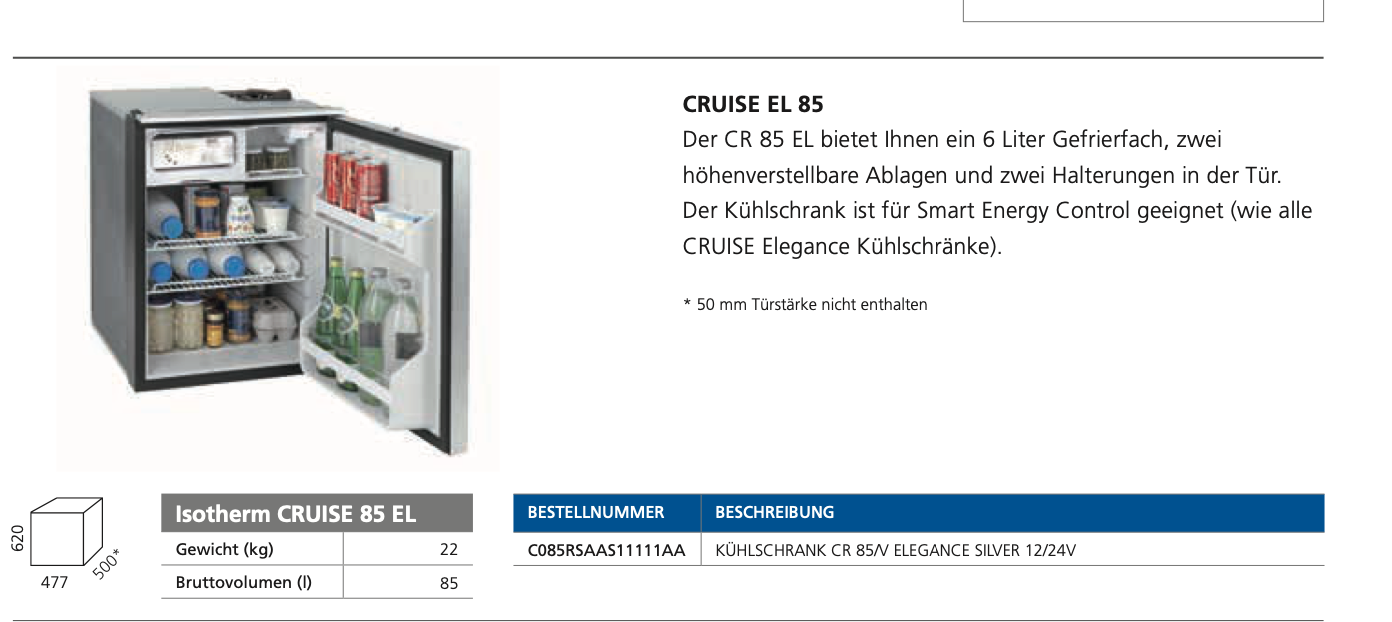 ISOTHERM CR85 Elegance Line Silver 12/24V