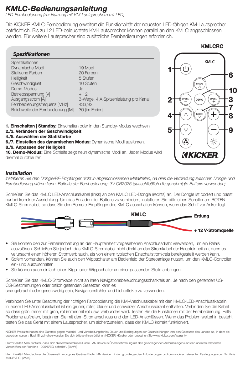 Kicker Marine Audio LED τηλεχειριστήριο