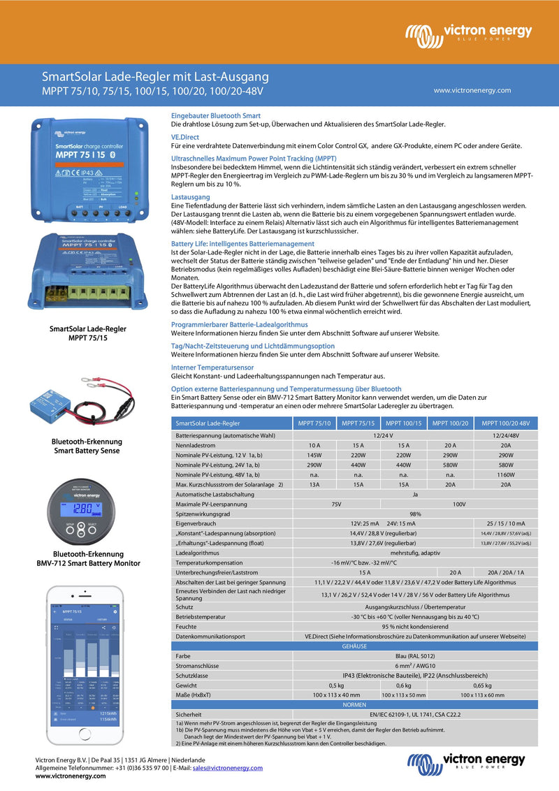 Victron Smartsolar MPPT 75/15 Bluetooth Integrated
