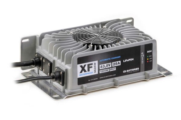 CS-ELECTRONIC XF3625W Automatik Waterproof LiFePO4 36V/25A Ladegerät im Metallgehäuse -1200W- wasserdicht- IP67
