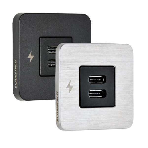 Scanstrut TILE - USB-C / USB-C Ladegerät für 12/24V silber