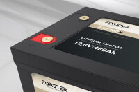 FORSTER 480Ah 12,8V Lithium LiFePO4 Premium Batterie | 300A-BMS-2.1 | 500A Bluetooth Shunt | 6144Wh | IP67